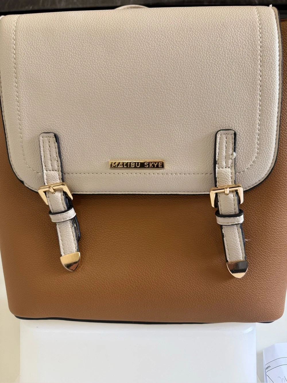 Malibu Skye | Two Tone Backpack‎ Purse | Soft Vegan Leather